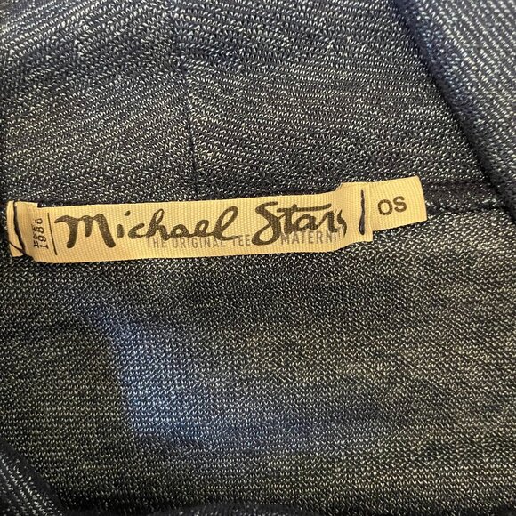 Michael Stars Maternity OS Cowl Neck Dress Blue with Sheen 3/4 Sleeves Fitted - Picture 8 of 10